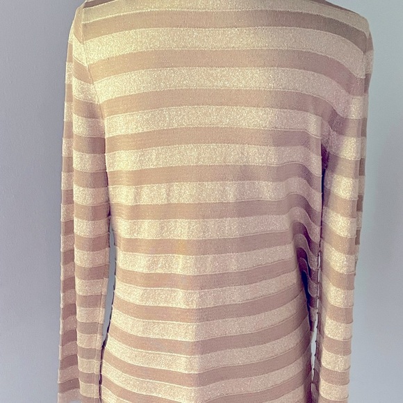 Jones of New York Metalic Gold Long Sleeve Scoop Neck Sweater size XL - Picture 2 of 7